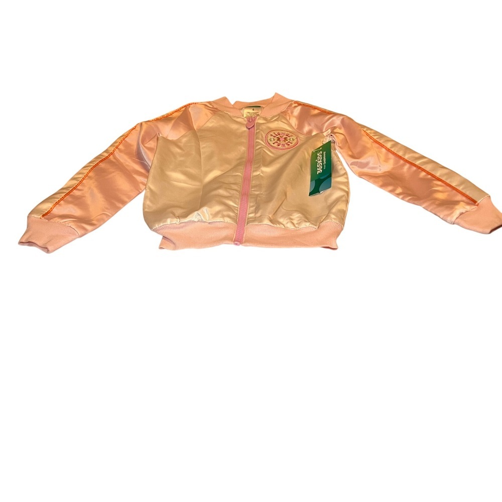 365Kids from Garanimals Size 4 Girls Pink Satin Flower Power Bomber Jacket
